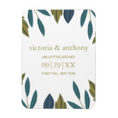 Magnet Flexible Mariage Floral Feuille Rustique Enregistrer La Dat (Vertical)