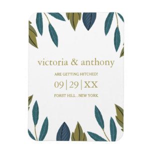 Magnet Flexible Mariage Floral Feuille Rustique Enregistrer La Dat