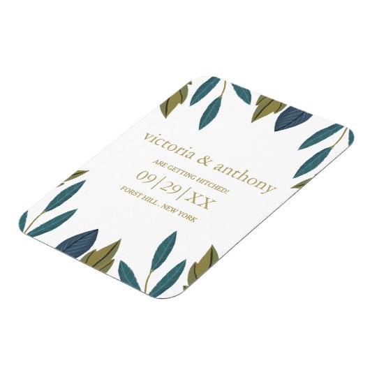Magnet Flexible Mariage Floral Feuille Rustique Enregistrer La Dat (Côté Gauche)