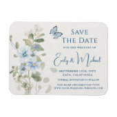 Magnet Flexible Mariage floral romantique bleu Dusty (Horizontal)