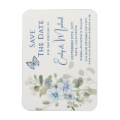 Magnet Flexible Mariage floral romantique bleu Dusty (Vertical)
