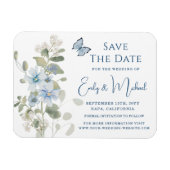 Magnet Flexible Mariage floral romantique bleu Dusty (Horizontal)