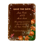 Magnet Flexible Mariage Floral Rustique En Bois Sombre Enregistrer (Vertical)