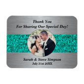 Magnet Flexible Mariage magnétique photo Turquoise Merci Memento (Horizontal)