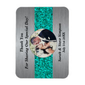Magnet Flexible Mariage magnétique photo Turquoise Merci Memento (Vertical)