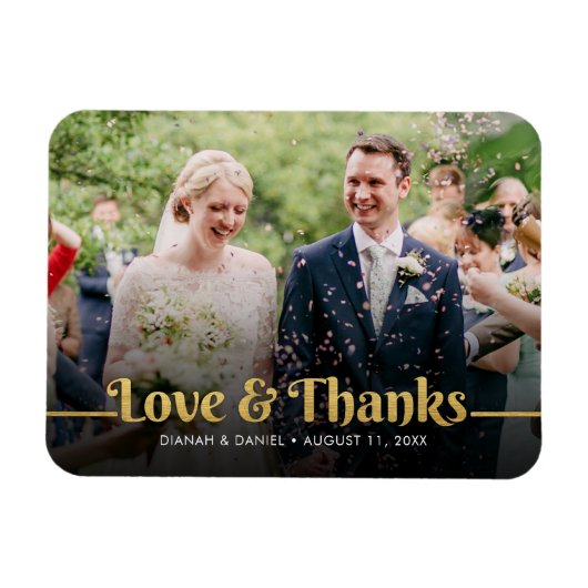 Magnet Flexible Mariage Merci Gold Love Et Merci Photo (Horizontal)