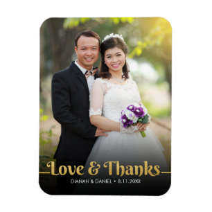 Magnet Flexible Mariage Merci Golden Love Et Merci Photo
