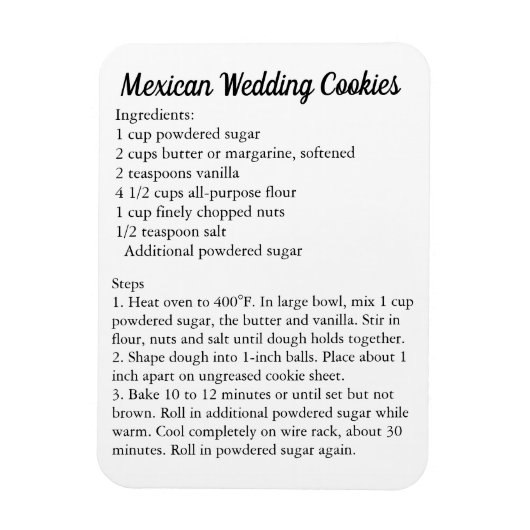 Magnet Flexible Mariage mexicain Cookies Recette Merci cadeau (Vertical)