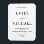 Magnet Flexible Mariage minimaliste moderne noir et blanc Invitati<br><div class="desc">Faire-part de mariage moderne minimaliste noir et blanc. Personnalisez tout le texte et les couleurs dans cette faire-part de mariage simple et moderne.</div>