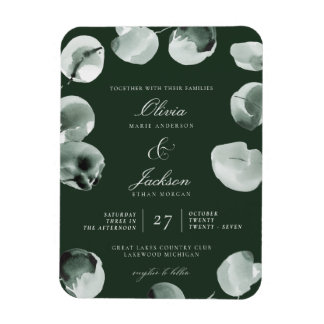 Magnet Flexible Mariage Moderne Écrit Vert Eucalyptus Atténué