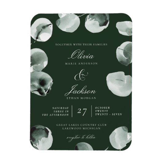 Magnet Flexible Mariage Moderne Écrit Vert Eucalyptus Atténué (Vertical)