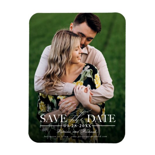 Magnet Flexible Mariage Moderne Et Design Enregistrer La Date Phot (Vertical)