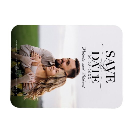 Magnet Flexible Mariage Moderne Et Design Enregistrer La Date Phot (Horizontal)