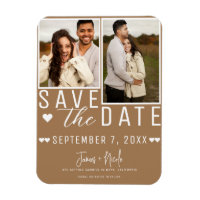 Mariage Moderne Marron Sauvegarder la Date 2 Photo