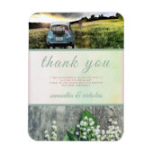 Magnet Flexible Mariage moderne Merci vert rose (Vertical)