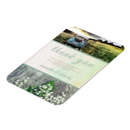 Magnet Flexible Mariage moderne Merci vert rose (Côté Gauche)