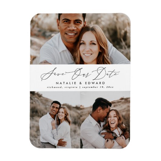 Magnet Flexible Mariage moderne multi photo typographie graphique (Vertical)