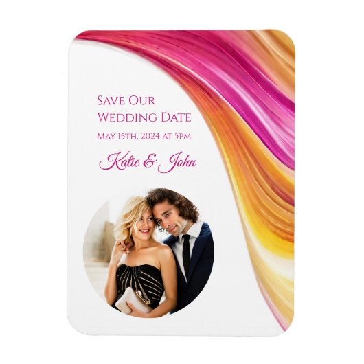 Magnet Flexible Mariage moderne -Rose Orange Jaune - (Vertical)