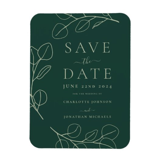 Magnet Flexible Mariage Moderne Simple avec Feuillage Vert (Vertical)