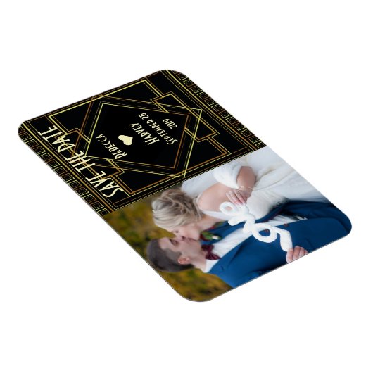 Magnet Flexible mariage or et noir grand gatsby enregistrer la dat (Côté Droit)