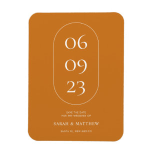 Magnet Flexible Mariage orange ocre de date ovale minimal