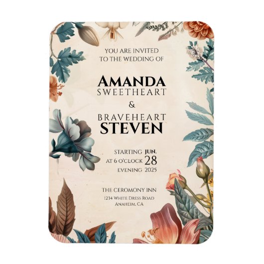Magnet Flexible Mariage Pastel et Floral (Vertical)