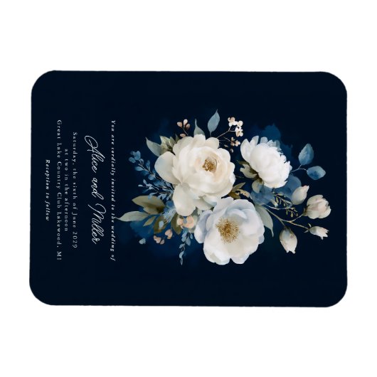 Magnet Flexible Mariage Peony bleu et blanc (Horizontal)