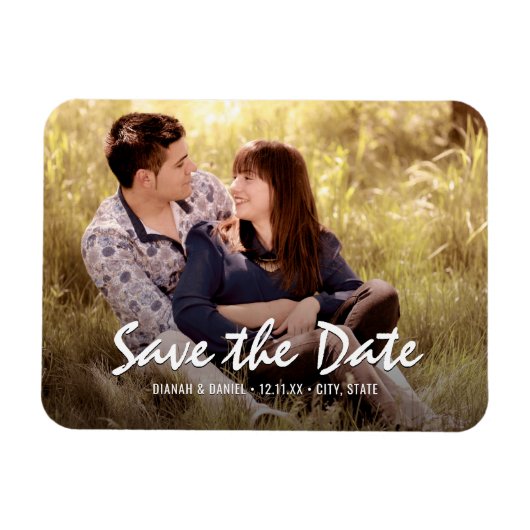 Magnet Flexible Mariage Personnalisé Enregistrer La Date Photo Fri (Horizontal)