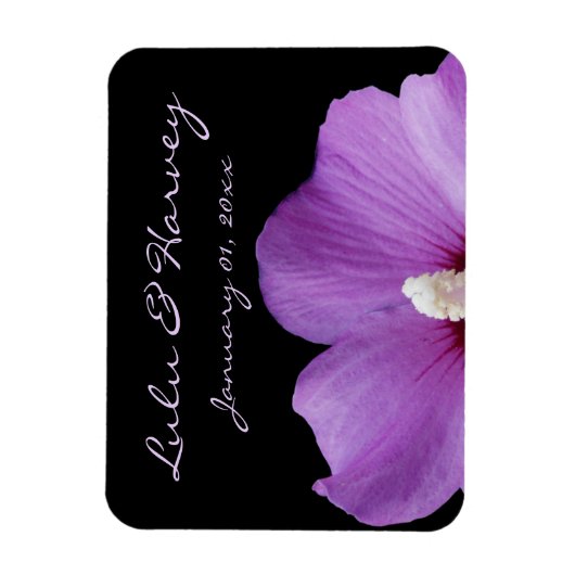 Magnet Flexible Mariage personnel à fleurs violettes (Vertical)