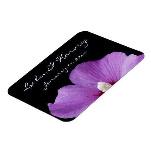 Magnet Flexible Mariage personnel à fleurs violettes (Côté Gauche)