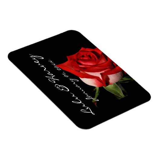 Magnet Flexible Mariage personnel Rose rouge et blanc (Côté Droit)