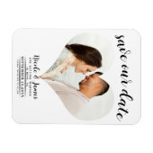 Magnet Flexible Mariage photo au coeur blanc Sauvez la date (Horizontal)