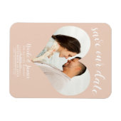 Magnet Flexible Mariage photo Coeur Pêcher Enregistrer la date (Horizontal)