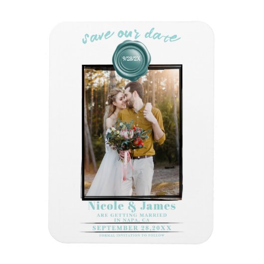 Magnet Flexible Mariage photo de sceau de cire turquoise Enregistr (Vertical)