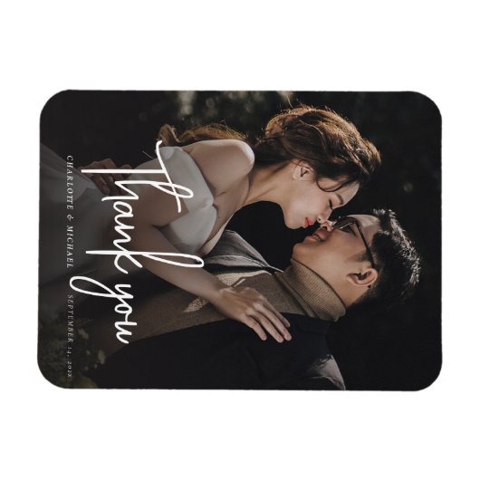 Magnet Flexible Mariage photo de script manuscrit moderne (Horizontal)