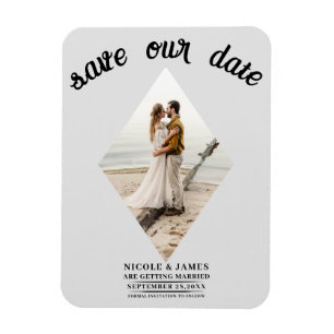 Magnet Flexible Mariage Photo Diamant Gris Clair Enregistrez la Da