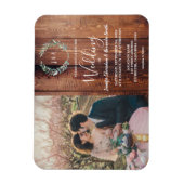 Magnet Flexible Mariage photo en bois feuille rustique (Vertical)