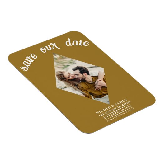 Magnet Flexible Mariage photo en or rustique Enregistrer la date (Côté Droit)