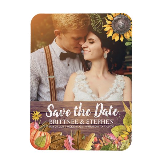 Magnet Flexible Mariage Photo Enregistrer La Date Feuille Maple Ci (Vertical)