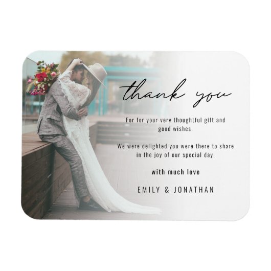Magnet Flexible Mariage photo minimaliste conserve Merci (Horizontal)