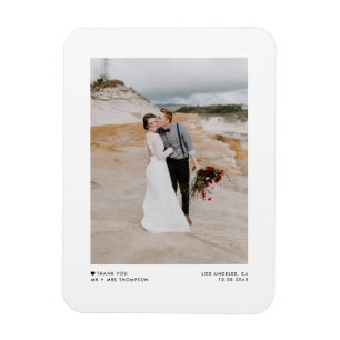 Magnet Flexible Mariage photo minimaliste moderne noir Merci