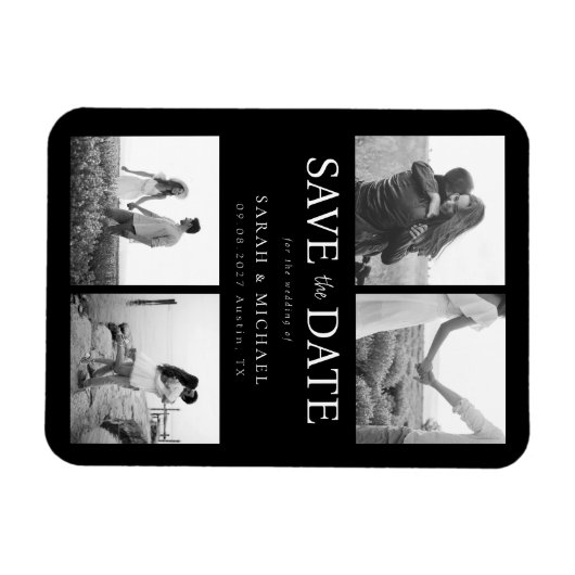 Magnet Flexible Mariage photo moderne noir et blanc Enregistrer la (Horizontal)
