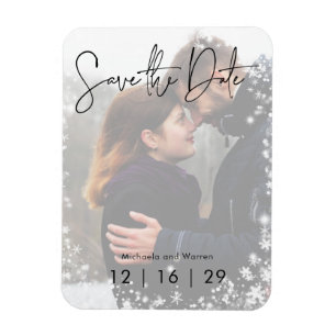 Magnet Flexible Mariage photo neige hiver Enregistrer la date Cart
