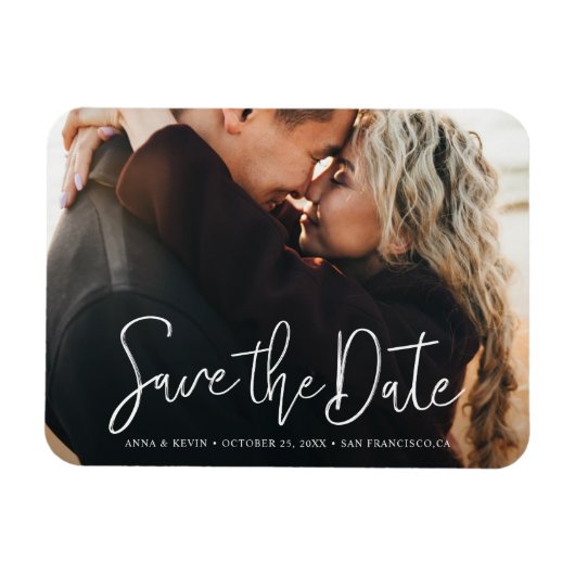 Magnet Flexible Mariage photo personnalisé Enregistrer la date (Horizontal)