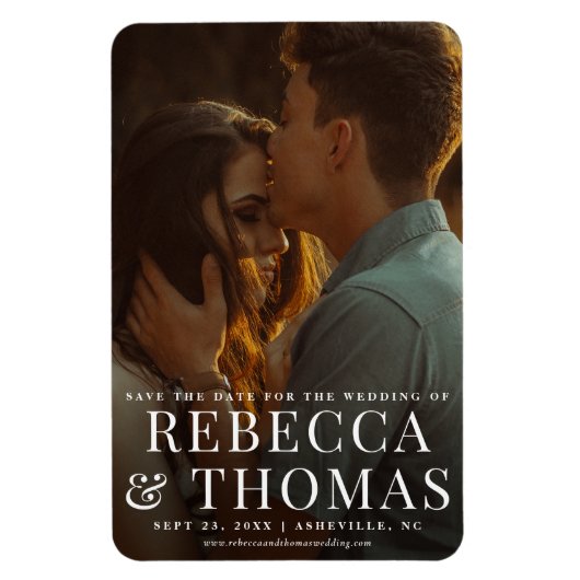 Magnet Flexible Mariage photo portrait moderne enregistrer la date (Vertical)