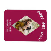 Magnet Flexible Mariage photo rose framboise Enregistrer la date (Horizontal)