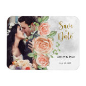 Magnet Flexible Mariage photo rose vif Enregistrer la date (Horizontal)