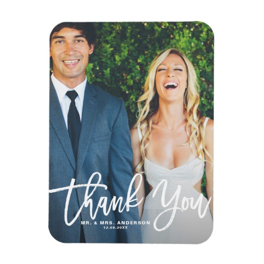 Magnet Flexible Mariage photo rustique Letting main Merci (Vertical)