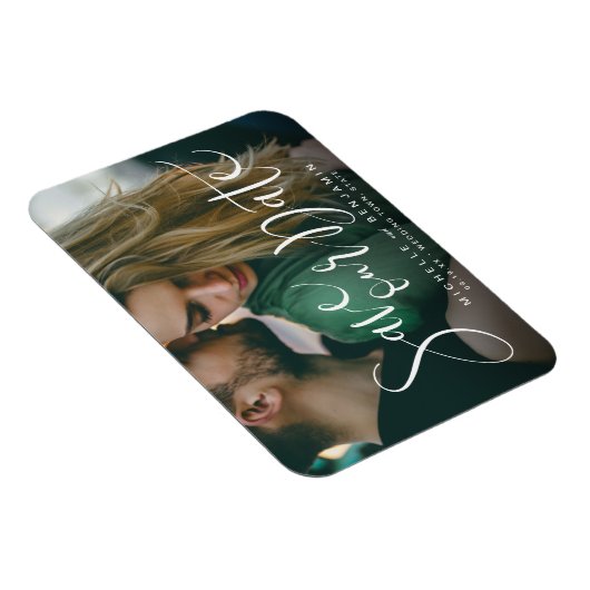 Magnet Flexible Mariage photo script moderne enregistrer la date (Côté Droit)