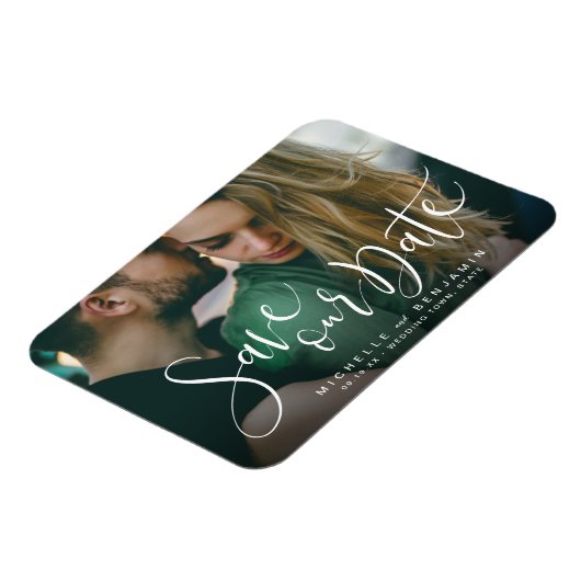 Magnet Flexible Mariage photo script moderne enregistrer la date (Côté Gauche)